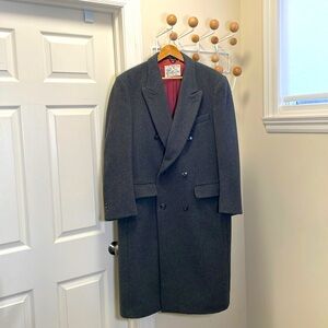 Moores - Wool and Cashmere Blend Double Breasted Long Coat - Grey - Large 40